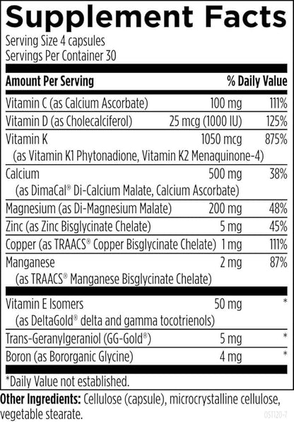 Designs for Health OsteoForce - Premium Bone Support Supplement - Highly Absorbable Nutrients Calcium Malate, Magnesium, Zinc Bisglycinate Chelate, Vitamins D + K - Non-GMO, Soy Free (120 Capsules)