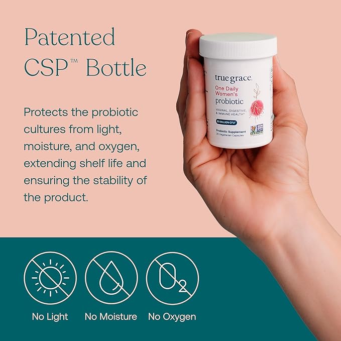 True Grace One Daily Women’s Probiotic - 60 Vegetarian Capsules - Digestive, Vaginal & Immune Health - Organic, Gluten Free, Dairy Free, Soy Free - 60 Servings