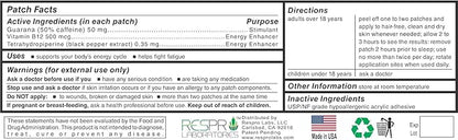 New Energy Patch with B12, Natural Guarana, and Black Pepper, Continuous Release - 24 Patches