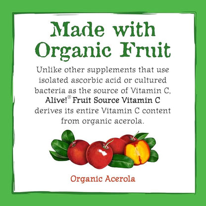 Nature's Way Alive! Vitamin C Supplement with Organic Acerola, Immune Support*, 120 Capsules