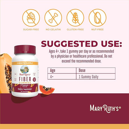 MaryRuth Organics Fiber Gummies for Adults | Prebiotic Fiber Supplement | Gut Health | Digestion Support | Sugar Free | Vegan | 2 Month Supply | 60 Count