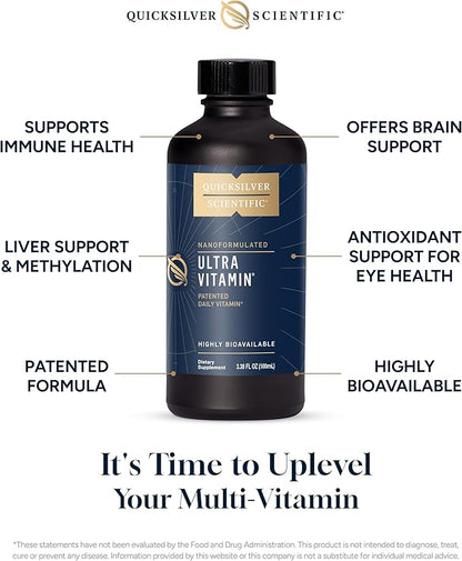 Quicksilver Scientific Liposomal Ultra Vitamin - Liquid Multivitamin & Antioxidant Supplement for Energy, Liver Health & Brain Support - Bioactive B Complex, Vitamin C, D, E & K (100ml)