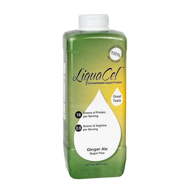 LiquaCel Concentrated Liquid Protein, Sugar-Free Ginger-Ale, 32oz Bottle – Collagen Whey Arginine