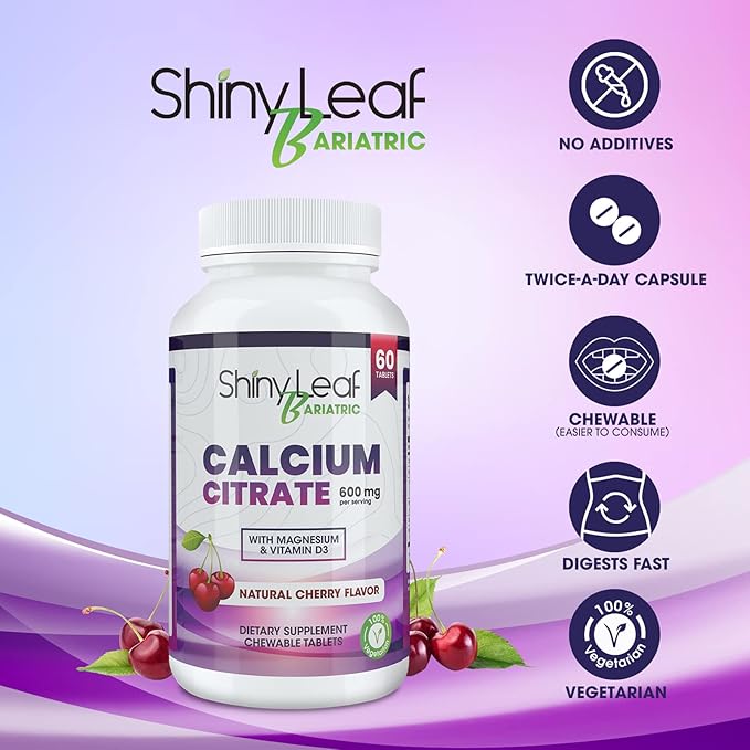 Bariatric Multivitamin with Iron Once-a-Day and Cherry Chewable Calcium Citrate for Post Bariatric Surgery Including Gastric Bypass and Sleeve (1 Year)