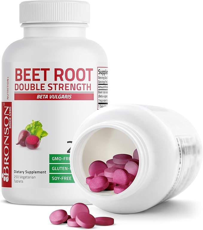 Bronson Beet Root Double Strength 4000mg Equivalent (from 1000 mg of 4:1 Extract), Non-GMO, 250 Vegetarian Tablets