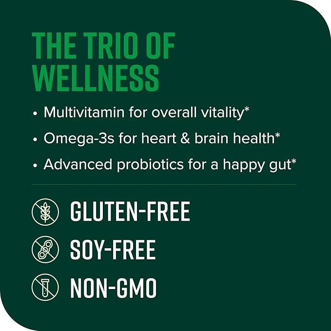 Vibrant Health, Trilogy, Probiotic Multivitamin with an Essential Blend of Omega-3, Vitamin A, B12, C, D3, E, Selenium, Magnesium & Zinc, 30 Servings