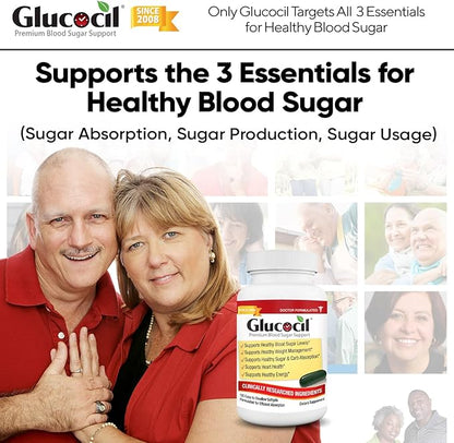 Glucocil – Softgels - Premium Blood Sugar Support - Over 2 Million Bottles Sold - Supports The 3 Essentials for Healthy Blood Sugar - Since 2008, with Berberine, Proprietary Mulberry Leaf, and More