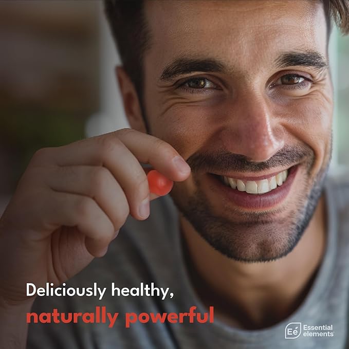 Essential Elements Apple Cider Vinegar Gummies from The Mother - Naturally-Sourced, Vegan ACV with Folic Acid and Vitamin B6 & B12 60 Count