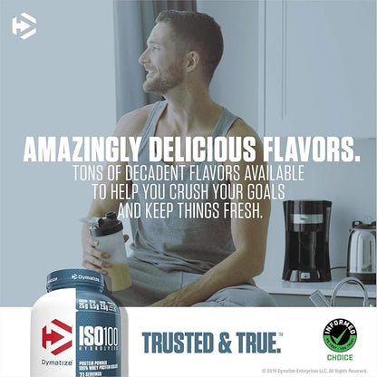 Dymatize ISO 100 Whey Protein Powder with 25g of Hydrolyzed 100% Whey Isolate, Gluten Free, Fast Digesting, Gourmet, 3 Pound, Vanilla, 3 Pound, 48 Oz