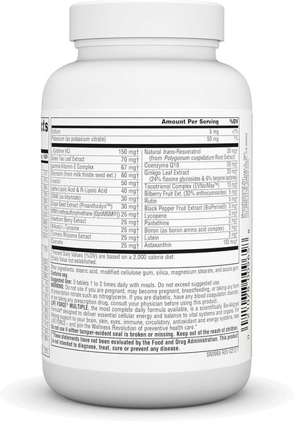 Source Naturals Life Force Multiple Iron Free Daily Multivitamin High Potency Essential Vitamins, Minerals, Antioxidants & Nutrients - Energy & Immune Boost - 60 Tablets