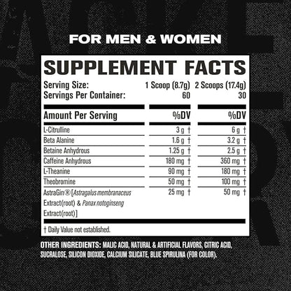 Jacked Factory NITROSURGE Pre Workout Supplement - Energy Booster, Instant Strength Gains, Clear Focus, & Intense Pumps - NO Booster & Powerful Preworkout Energy Powder - 60 Servings, Blue Raspberry