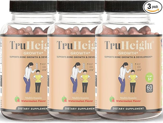 TruHeight Growth Gummies (Watermelon) Natural Growth & Development Supplement for Kids & Teens - Endorsed by Pediatricians - Vitamin D, K, Calcium & Ashwaganda, Bone Strength - Kids Vitamins, Ages 5+