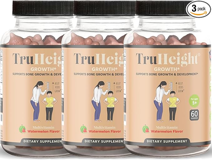 TruHeight Growth Gummies (Watermelon) Natural Growth & Development Supplement for Kids & Teens - Endorsed by Pediatricians - Vitamin D, K, Calcium & Ashwaganda, Bone Strength - Kids Vitamins, Ages 5+