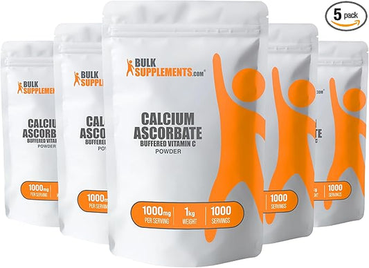 BulkSupplements.com Calcium Ascorbate Powder - Buffered Vitamin C, Calcium Supplement Powder, Vitamin C Supplement - Gluten Free, 1000mg per Serving, 5kg (11 lbs) (Pack of 5)