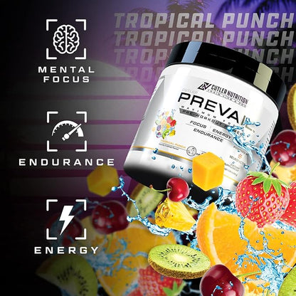 Prevail Pre Workout Powder with Nootropics Pre-Workout Drink for Men and Women Lazer Focus and Energy Stim Pre Workout with L-Citrulline Alpha GPC and L Tyrosine , 40 Scoops (Tropical Punch)