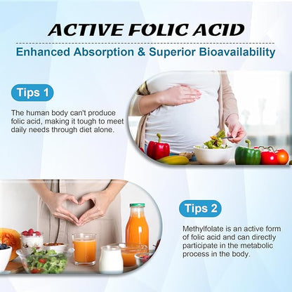 L-Methylfolate 15mg Gummies, Methylated Multivitamin with Methylated B12, Active 5-MTHF Form, Supports MTHFR Mutation, Methylation, Mood & Cognition, Vegan, Cranberry Flavor, 60 Cts