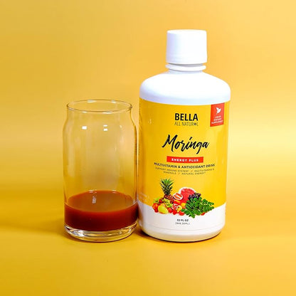 Bella All Natural Moringa Juice Energy Plus - Multivitamin and Antioxidant Drink - 32oz