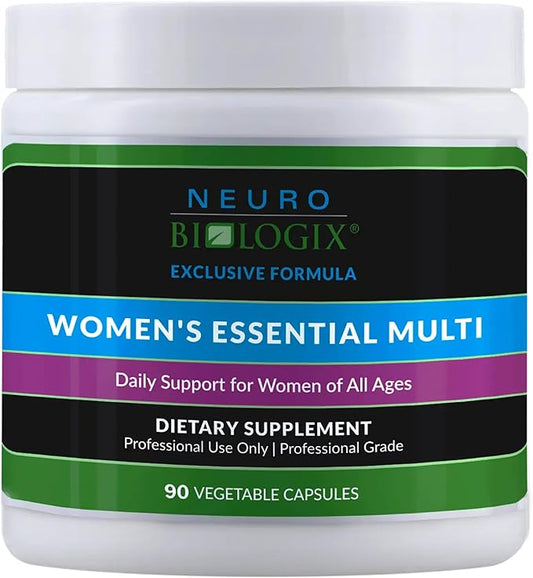 Neuro biologix Women's Essential Multi, Daily Multivitamin for Women with Iron, Superior Bioavailability for Methylation Support, Hormonal Balance - Organic, Methylated Formula, 90 Capsules
