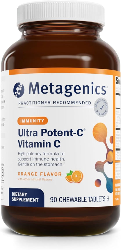 Metagenics Ultra Potent-C Chewable - for Immune & Antioxidant Support* - with L-Cysteine & L-Lysine - Chewable VIT C - Natural Orange Blast Flavor - Bioflavonoids Supplements - 90 Tablets