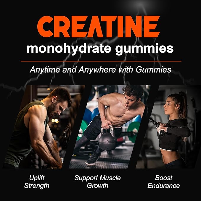 S.G Creatine Monohydrate Gummies for Men & Women ‒ Sugar Free 5g Creatine Monohydrate Gummies for Muscle Support ‒ Pre-Work Out Chewable Supplements for Energy Boost ‒ Strawberry Flavored 120 Gummies