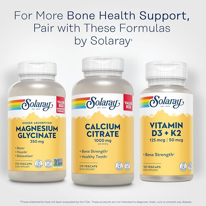 Solaray Calcium Citrate 1000mg - Chelated Calcium Supplement - Supports Bone Strength and Healthy Teeth - Easy to Digest - 60-Day Guarantee, Vegan - 68 Servings, 275 VegCaps