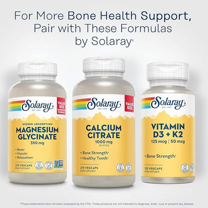 Solaray Calcium Citrate 1000mg - Chelated Calcium Supplement - Supports Bone Strength and Healthy Teeth - Easy to Digest - 60-Day Guarantee, Vegan - 68 Servings, 275 VegCaps