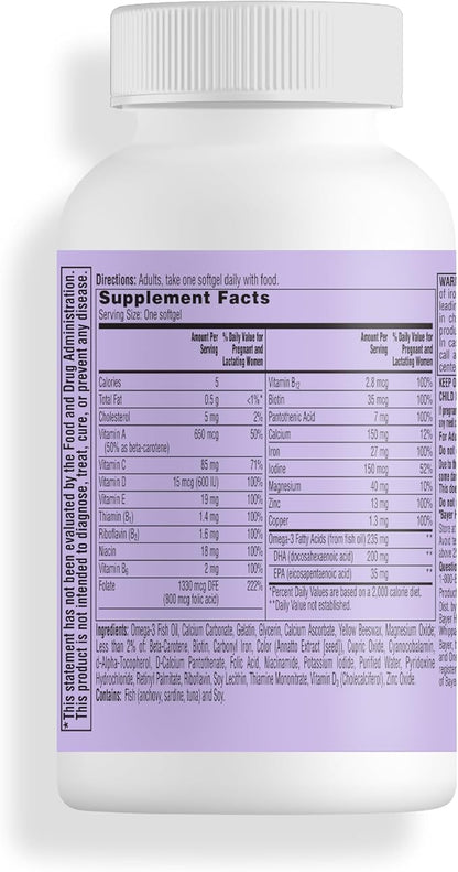 ONE A DAY Postnatal Complete Multivitamin for Post-Pregnancy with Folic Acid and Omega-3 DHA, 60 Count (Packaging May Vary)