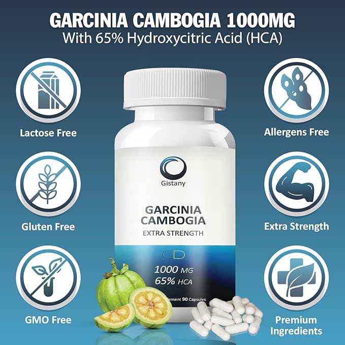 Extra Strength 65% HCA Pure Garcinia cambogia Natural Weight Loss Pills, Appetite Control Pill Dietary Supplement to Control Weight for Both Men and Women