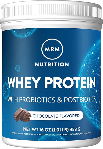 MRM Nutrition Whey Protein | Chocolate Flavored |18g Protein | with 2 Billion probiotics + Digestive enzymes + BCAAs | High Absorption + Digestion | Hormone + antibiotic Free | 17 Servings