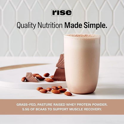 Rise Grass-Fed Whey Protein Powder - Sample Chocolate Almond | 25g Protein No Artificial Flavors, Colors, or Preservatives - Sugar Free, Gluten-Free, Soy Free (Single Serving)