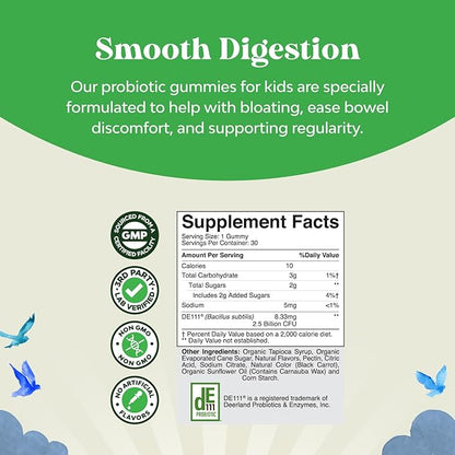 Immune Booster Kids Probiotic Gummies - Bacillus Subtilis Probiotic for Kids Upset Stomach Body Cleanse Immune Boost and Colon Detox - Constipation Relief and Digestive Health Kids Vitamins Gummy