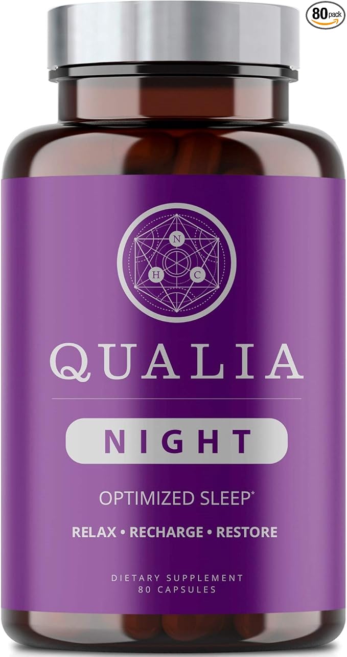 NEUROHACKER COLLECTIVE Qualia Night Sleep Aid | Non-Habit Forming | Science-Backed Supplement for Deep Refreshing Sleep | Melatonin-Free, Vegan, Non-GMO, Gluten-Free 80 Count | (1 Month Supply)
