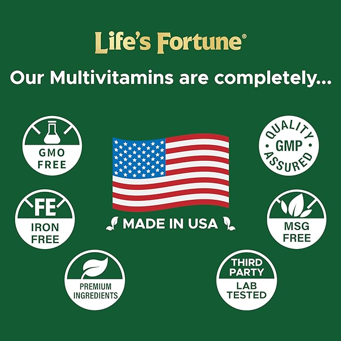 Life's Fortune Multivitamin All Natural Energy Source Supplying Whole Food Concentrates, Antioxidants, Amino Acids, Enzymes, Trace Minerals & More (180 Count (Pack of 1))