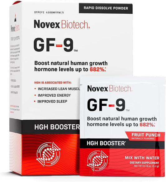 Novex Biotech GF-9 Rapid Dissolve Powder - Supplements for Men - Boost Critical Peptide That Supports Energy and Performance, 30 Servings, Fruit Punch Flavor