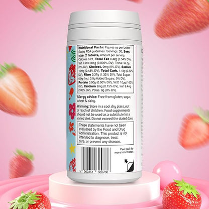 Kids MultiVitamin Supplement, Vegan Chewable Multivitamin for Immune Support, Energy, & Growth, 18 Essential Vitamins & Minerals, Ages 4+ - 60 Tablets, Strawberry