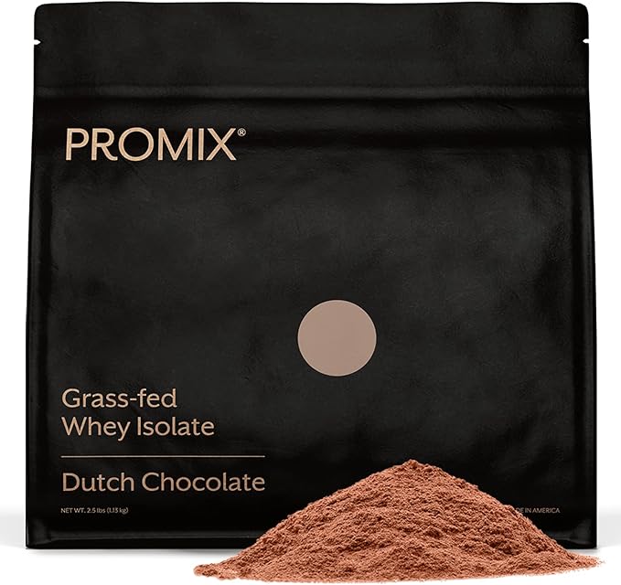 Promix Whey Protein Isolate Powder, Chocolate - 2.5lb - Grass-Fed & 100% All Natural - ­Post Workout Fitness & Nutrition Shakes, Smoothies, Baking & Cooking Recipes - Gluten-Free & Keto-Friendly