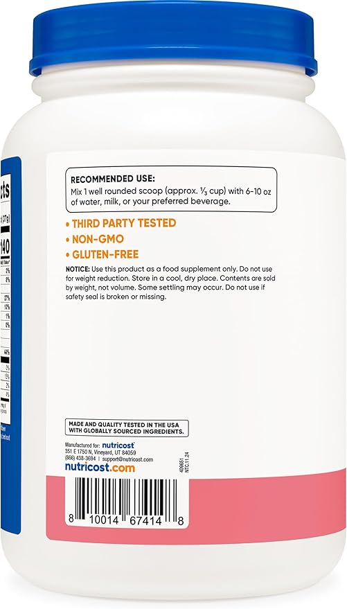 Nutricost Whey Protein Concentrate (Strawberry Milkshake) 2LBS - Gluten Free & Non-GMO