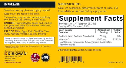 Kirkman - Buffered Vitamin C Powder - 7 oz - Potent Antioxidant - Supports Immune Health - Hypoallergenic