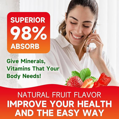 Calcium Citrate Gummies, Sugar Free Calcium Citrate 1000mg for Muscle Healthy, Absorption Calcium Supplements for Adults & Kids, Strawberry, 60 Count