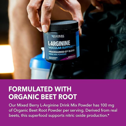 Pre Workout Powder - L Arginine Powder Nitric Oxide Supplement for Men and Women - Pre and Post Workout Support - L-Arginine L Citrulline and Beet Root Powder - Endurance and Performance - Mixed Berry