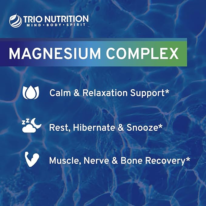 Trio Nutrition Magnesium Complex 90 Day Supply 420 mg | Calm, Relax, Stress Relief, and Muscle Recovery |Magnesium Glycinate Supplement with Vitamin B6 for Rapid Absorption*