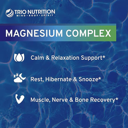 Trio Nutrition Magnesium Complex 90 Day Supply 420 mg | Calm, Relax, Stress Relief, and Muscle Recovery |Magnesium Glycinate Supplement with Vitamin B6 for Rapid Absorption*
