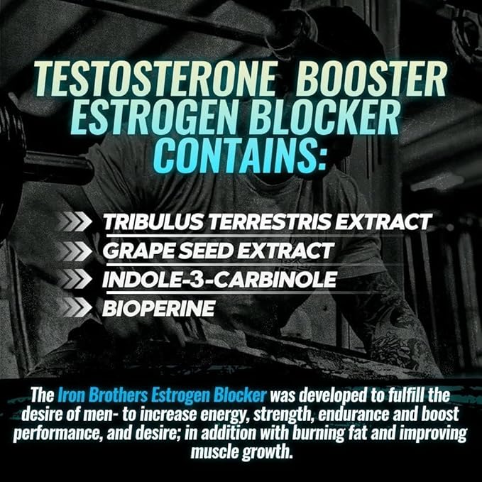 Test Booster for Men with Estrogen Blocker - Anti-Estrogen Dietary Supplement - Natural Aromatase Inhibitor - Increase Libido & Strength 60 Capsules - Muscle Growth - Weight Loss (2 Bottles)