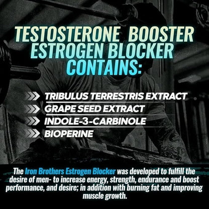 Test Booster for Men with Estrogen Blocker - Anti-Estrogen Dietary Supplement - Natural Aromatase Inhibitor - Increase Libido & Strength 60 Capsules - Muscle Growth - Weight Loss (2 Bottles)