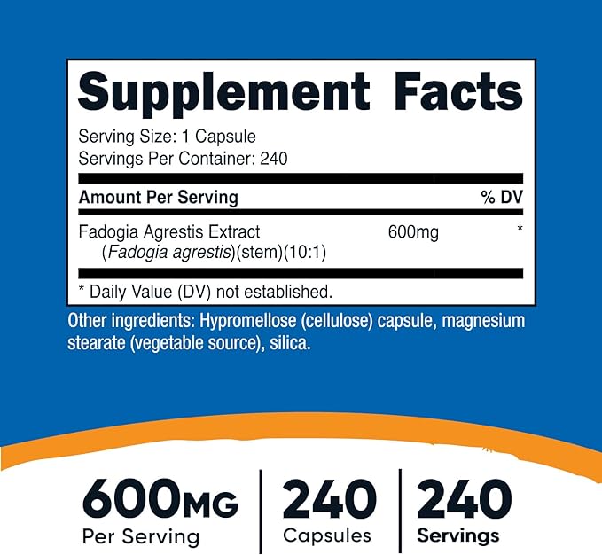 Nutricost Fadogia Agrestis (240 Capsules | 600 mg Per Serving) - Potent 10:1 Extract, Gluten Free, GMO Free Supplement