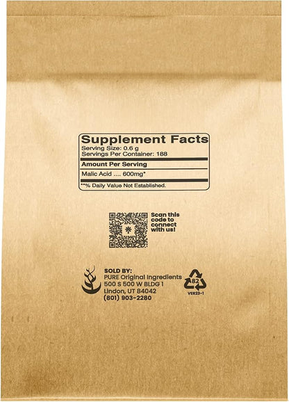 Pure Original Ingredients Malic Acid (4 oz) Food Grade Crystals, Tart Flavor