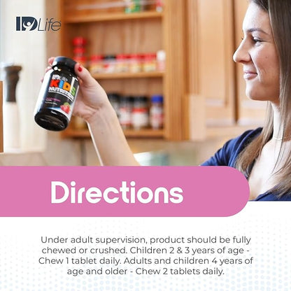 IDLife | Kids Nutrition - Mixed Berry Flavor | Essential 24 Vitamins and Minerals for Growing Bodies | Daily Nutritional Support - 60 Chewable Tablets