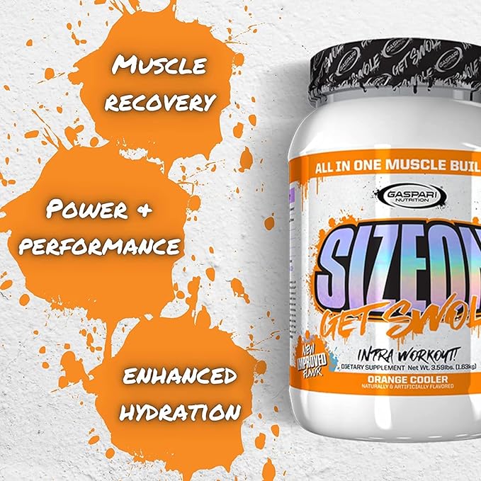 Gaspari Nutrition SizeOn, The Ultimate Hybrid Intra-Workout Amino Acid & Creatine Formula, Increased Muscle Volume & Muscle Recovery (3.59 Pound, Orange Cooler)