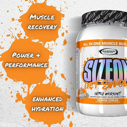 Gaspari Nutrition SizeOn, The Ultimate Hybrid Intra-Workout Amino Acid & Creatine Formula, Increased Muscle Volume & Muscle Recovery (3.59 Pound, Orange Cooler)
