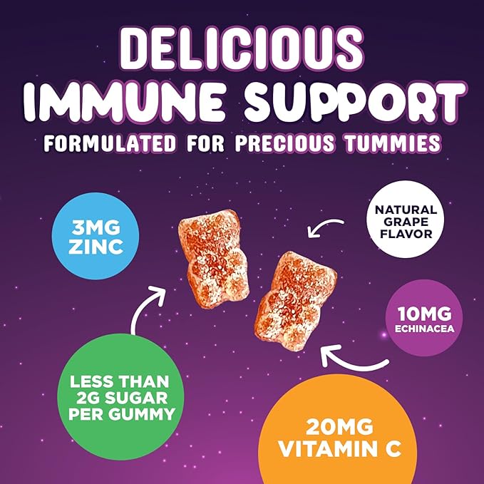 Kids Immune Support Gummy - Vitamin C, Zinc & Echinacea, Daily Children's Immune Support Gummies for Kids Ages 4 and Up, Nature's Vitamins for Kids, Vegan & Non-GMO, Natural Berry Flavor - 120 Gummies